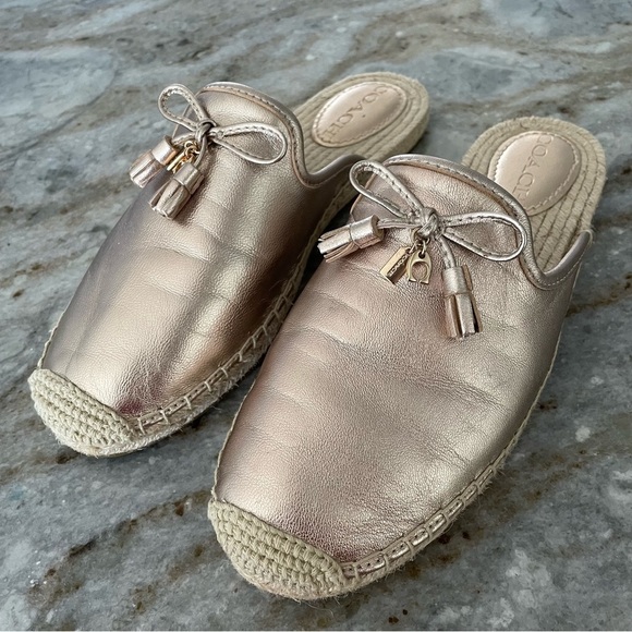 Coach Cassidy Espadrille Gold Metallic Mule Slides Women’s 8.5 - Picture 2 of 11